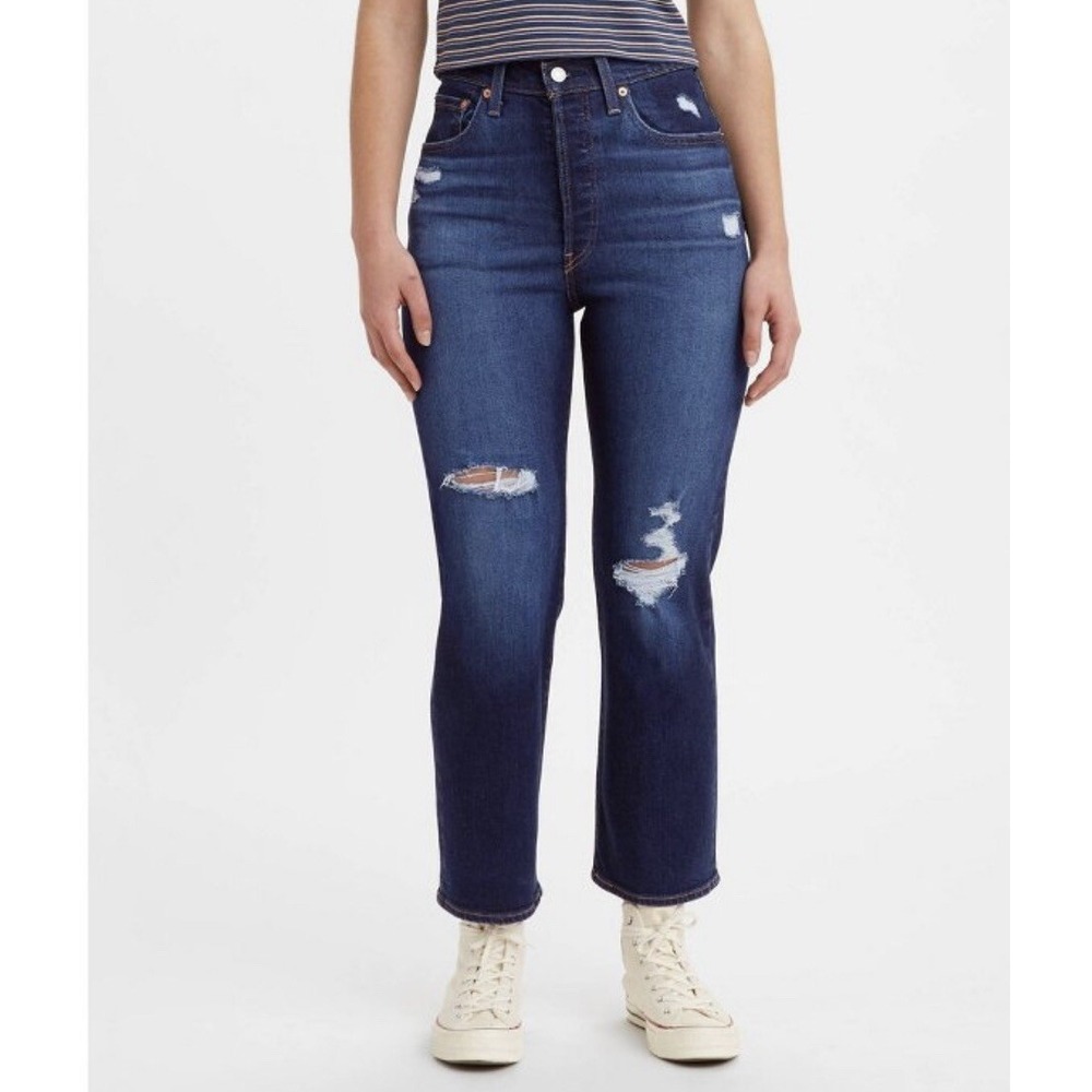 Levi's Women's 29x27 Ribcage Straight Ankle Ultra High Rise Jeans Dark Indigo
